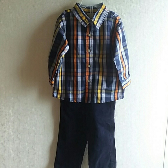 Little Rebels Other - Boy's plaid shirt size 24 months corduroy pants